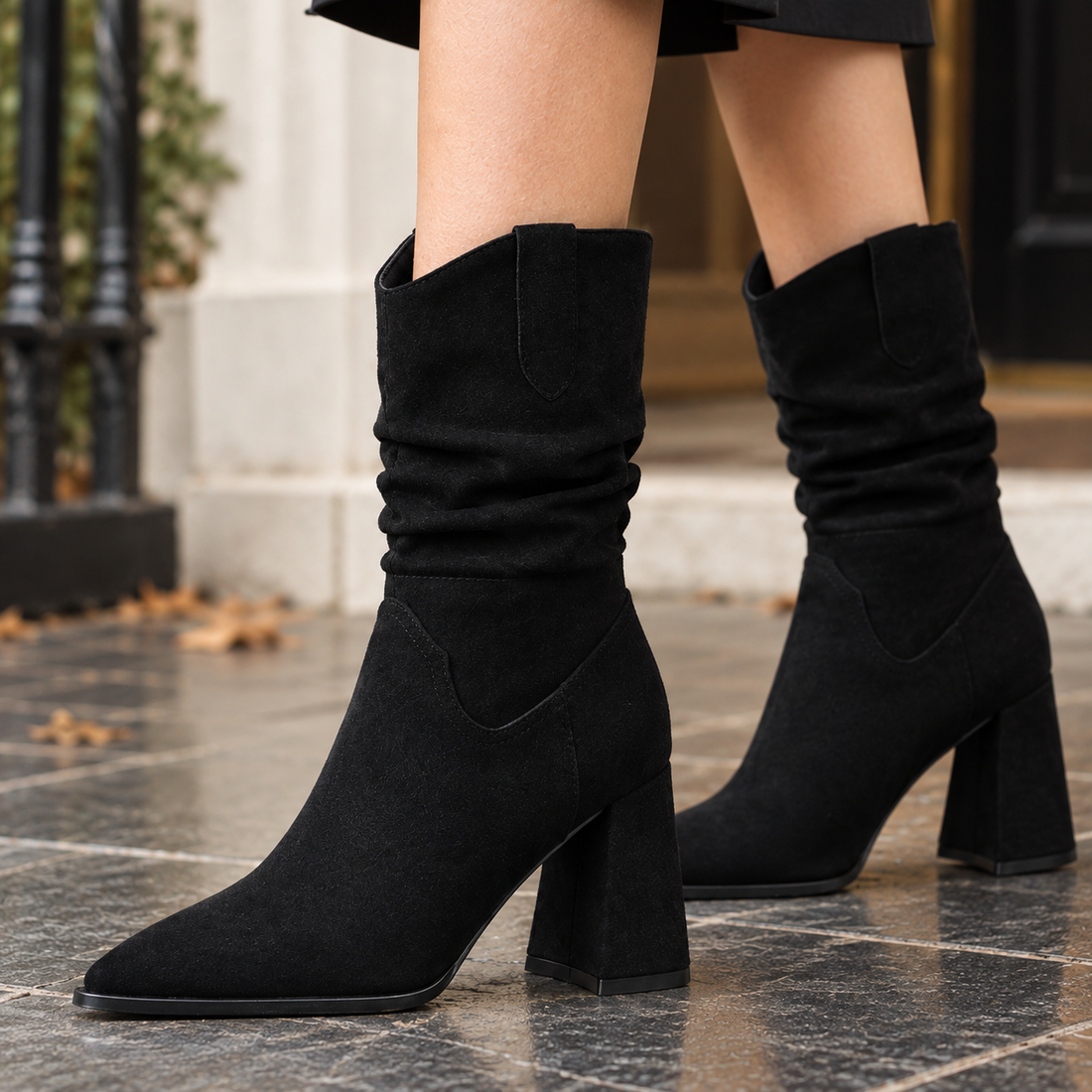 Poggio Pointed Boots - Lead Product Detail