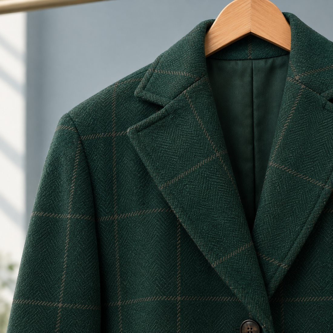 Evadne Windowpane Coat - Lead Product Detail