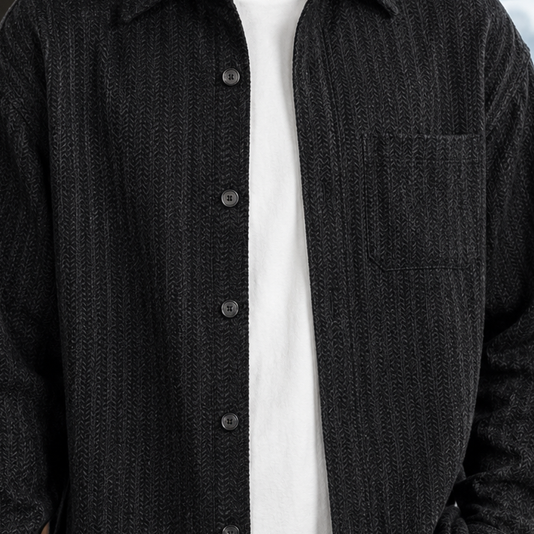 Gideon-Reid Herringbone Overshirt - Lead Product Detail