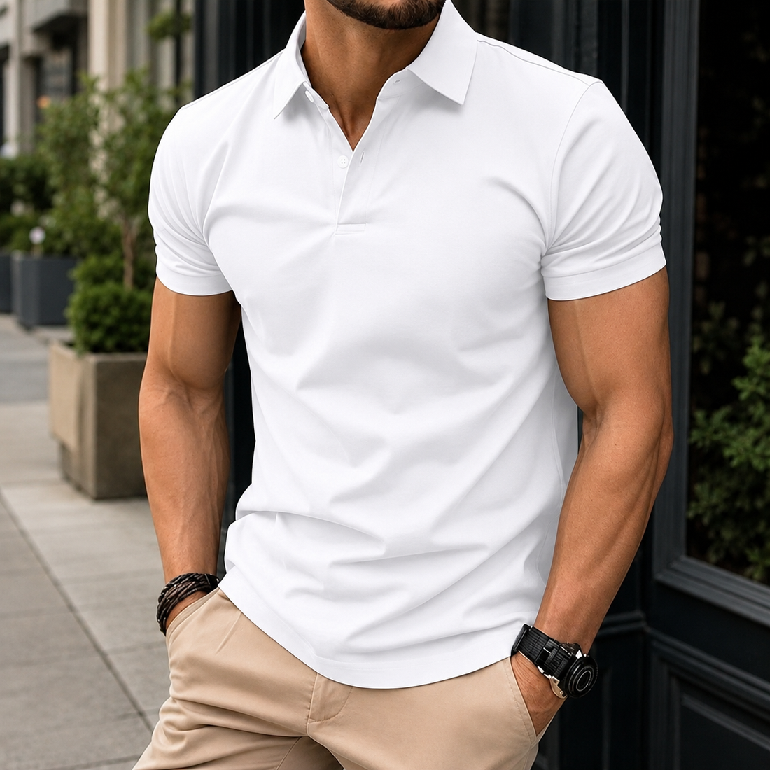 Evander Slim Polo - White