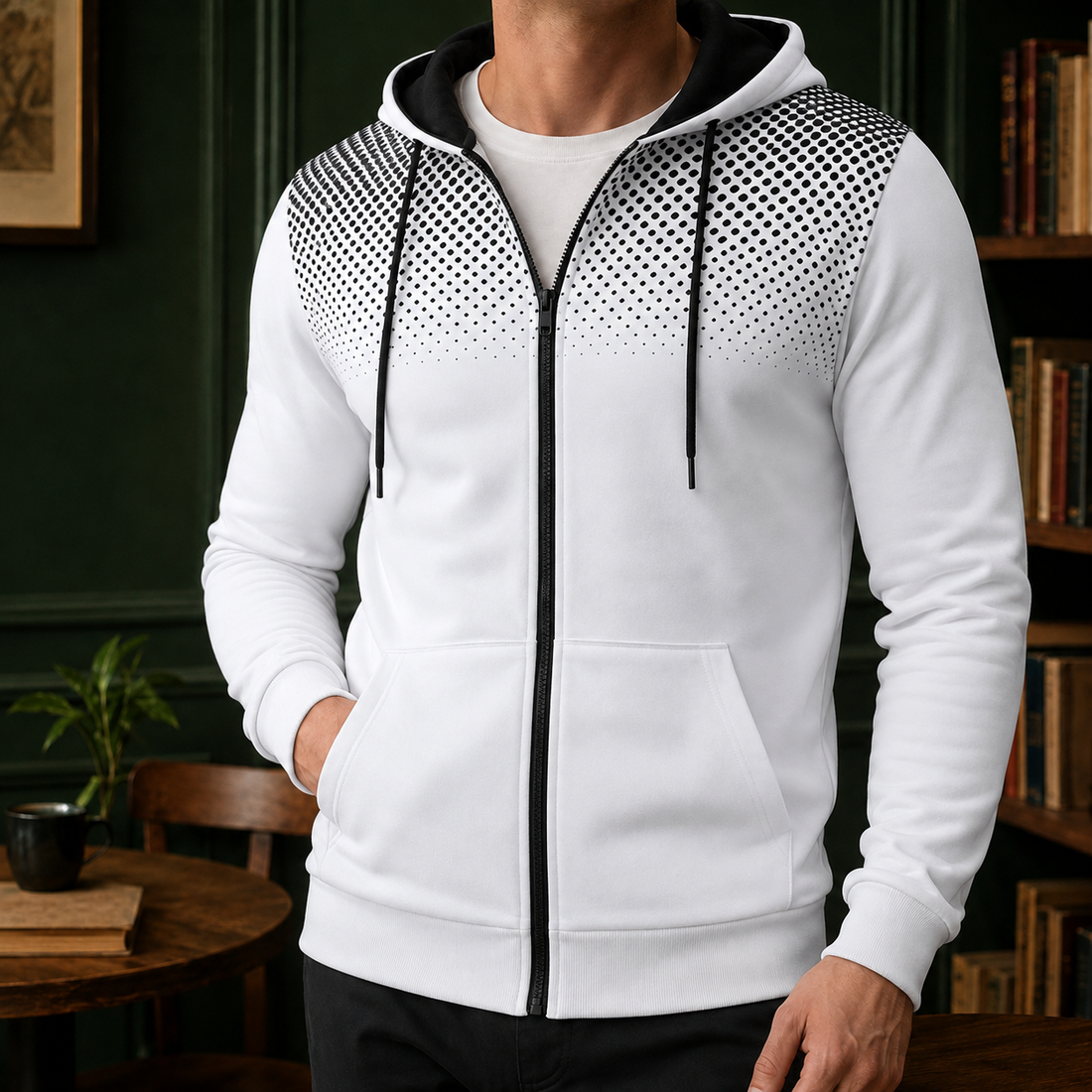 Gregoire Dotted Zip Hoodie - White