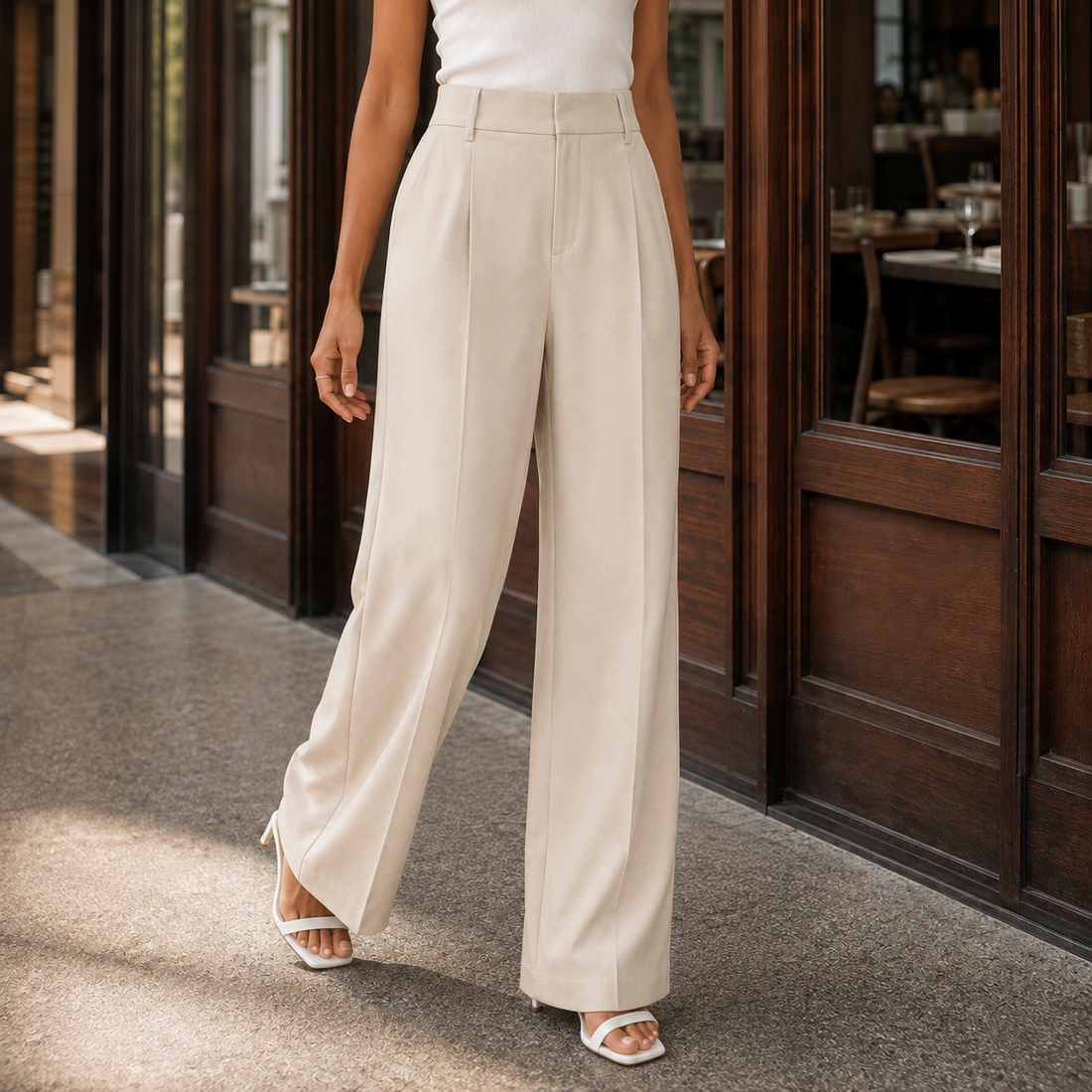 Rosalie-Faye Wide-Leg Pants - Beige