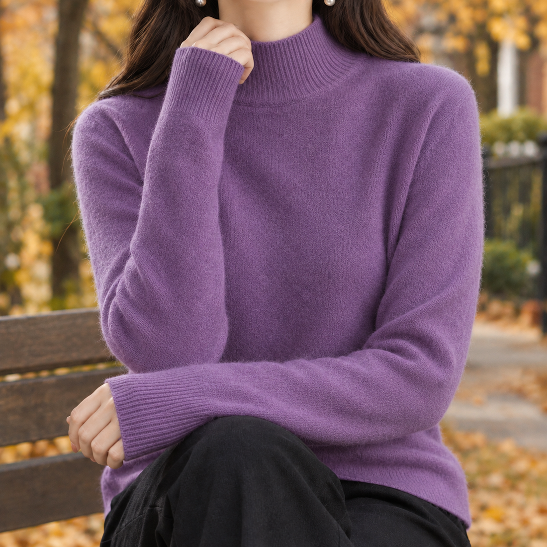 Ludovica-Belle Mock Neck Sweater - Rich Purple