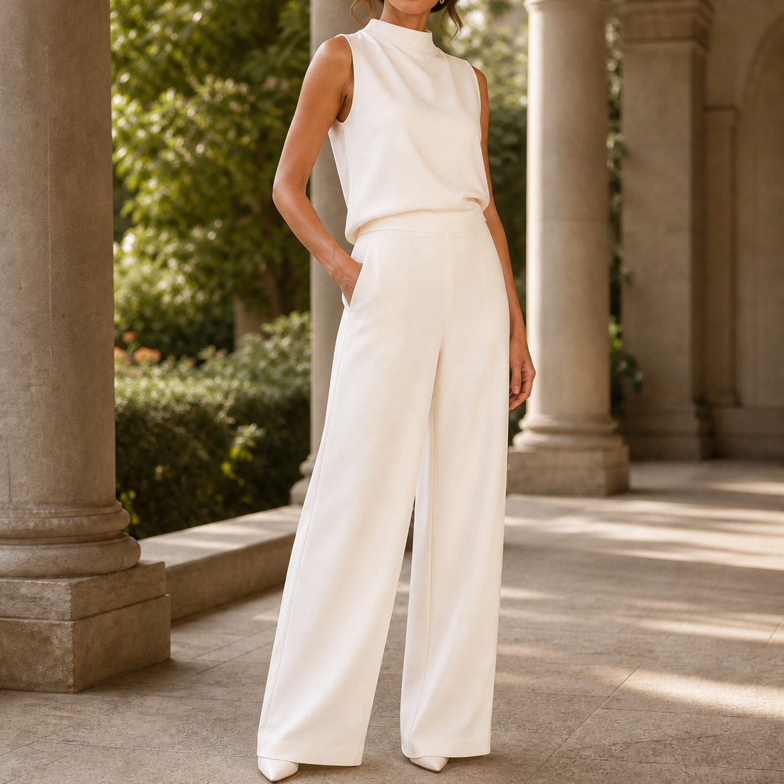 Dahlia-Louise Wide-Leg Jumpsuit - White