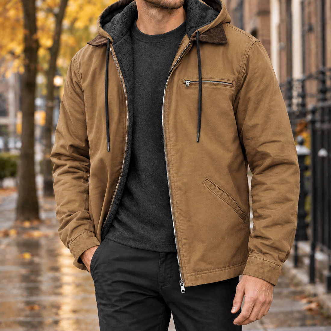 Isaac-Flynn Hooded Jacket - Camel