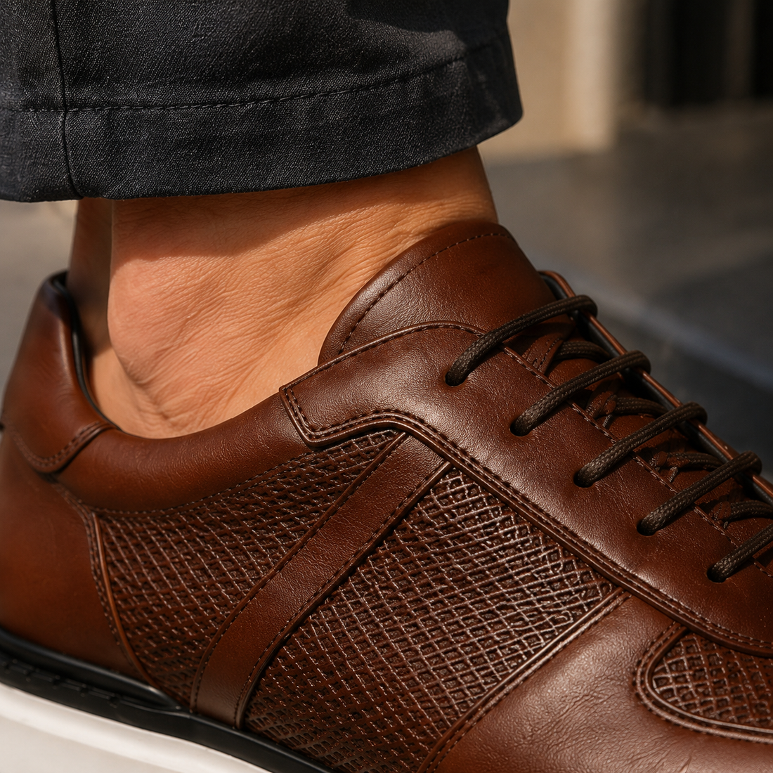 Vittorio Leather Sneakers - Lead Product Detail