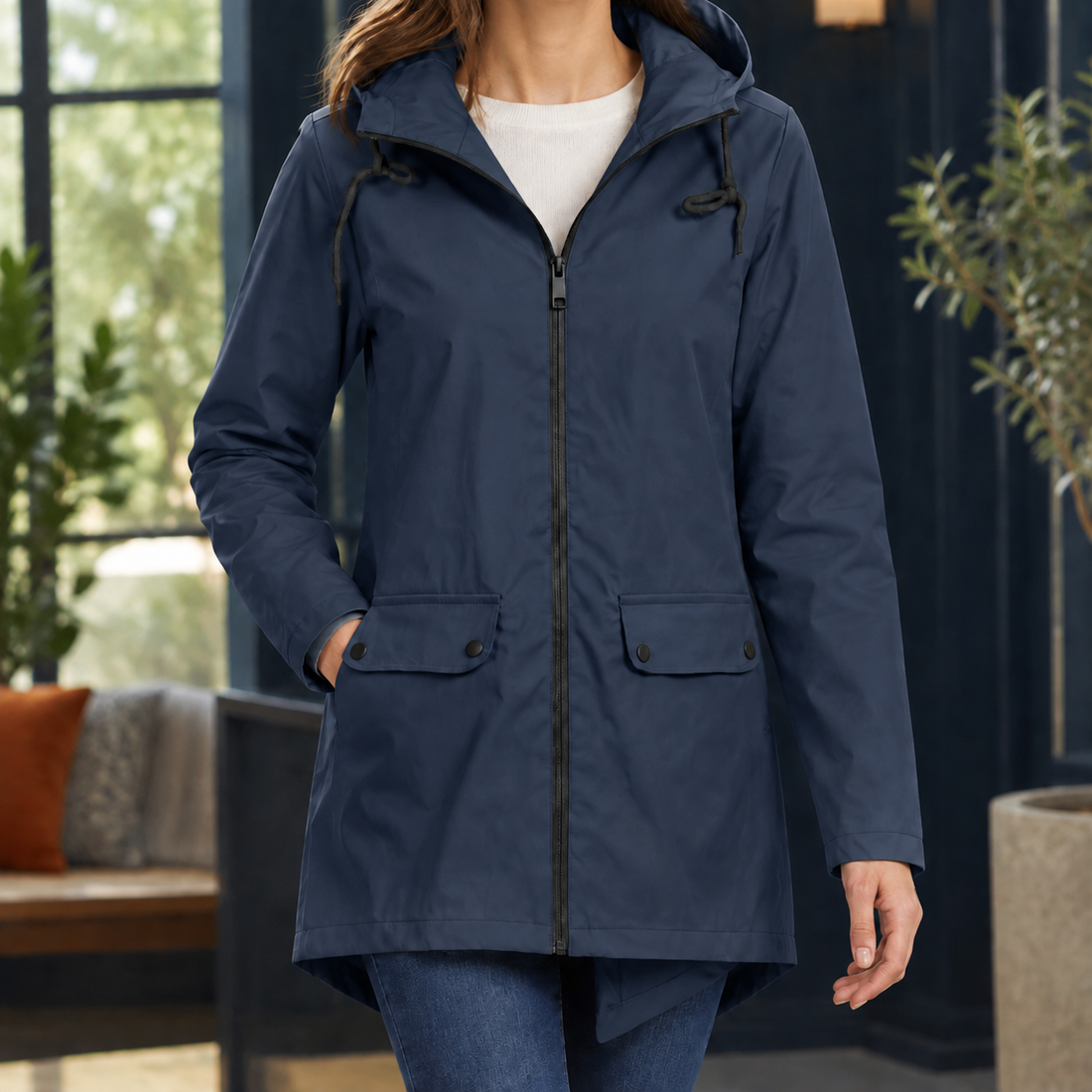Morwenna Hooded Jacket - Navy Blue