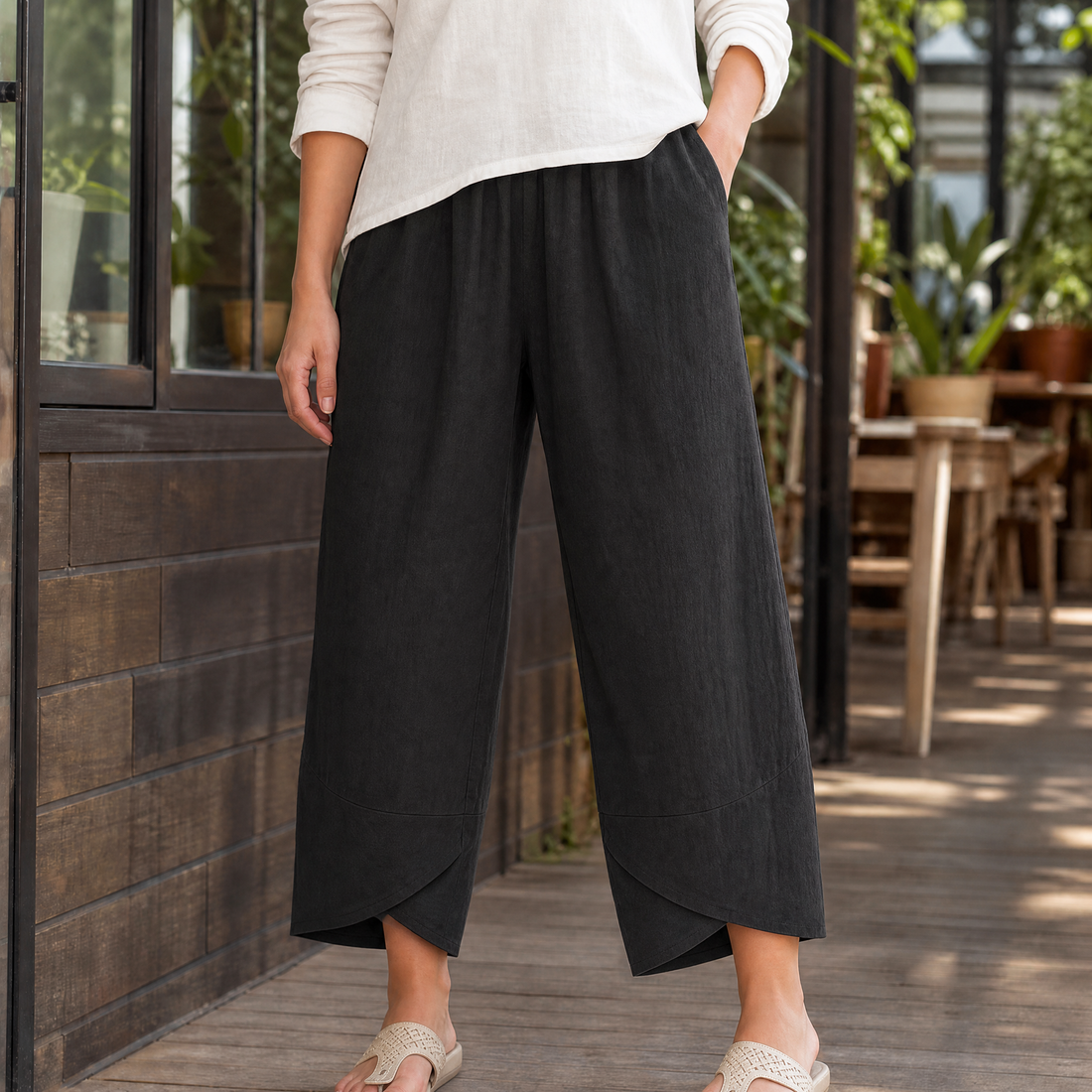 Miriam Tulip Hem Pants - Black