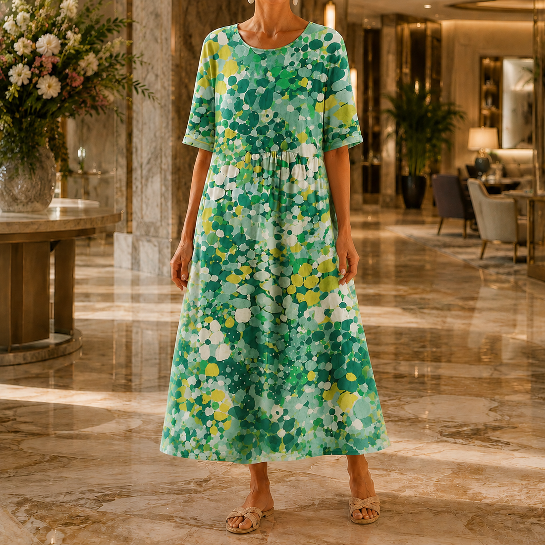 Luna A-Line Dress - Sage Green