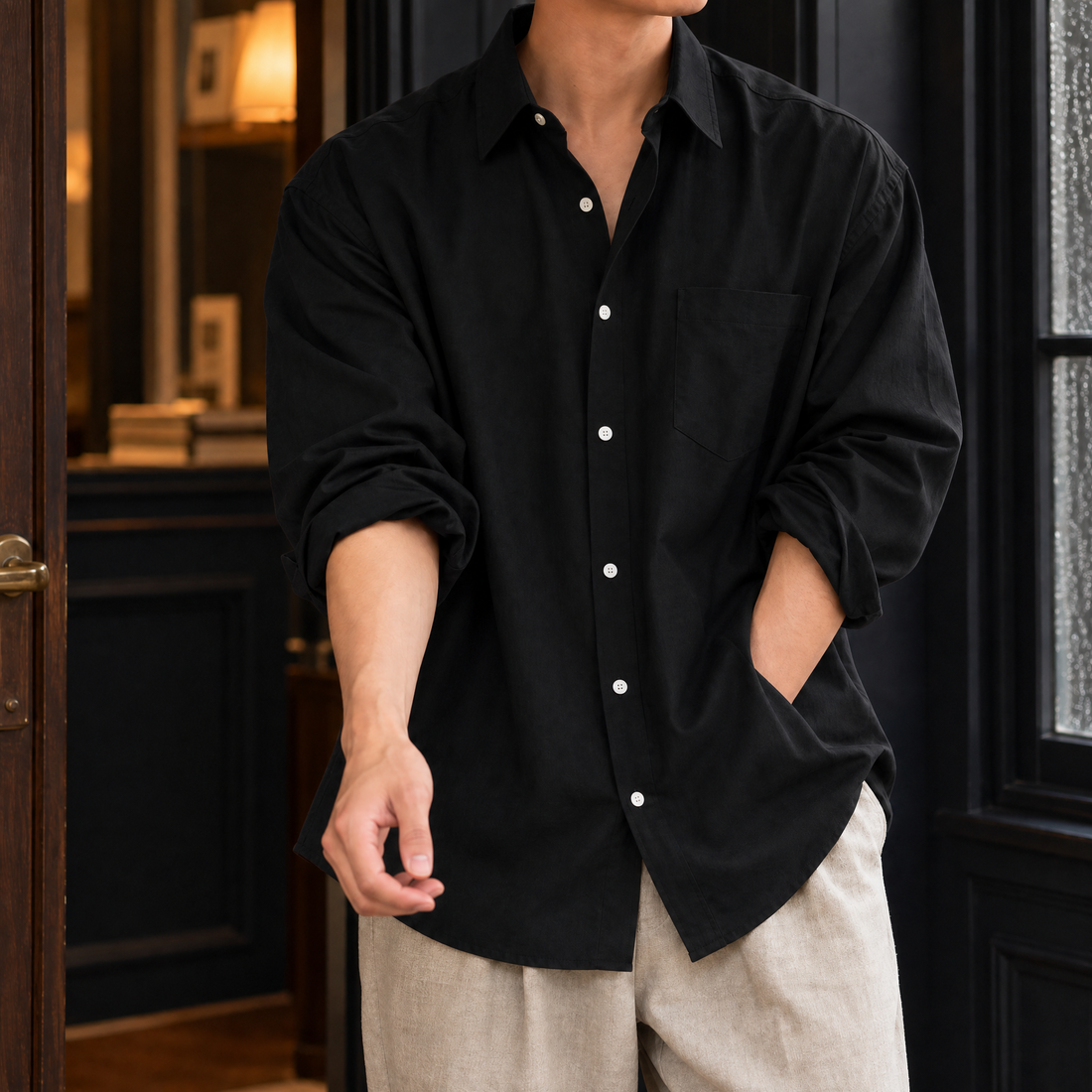 Lothaire Linen Shirt - Black