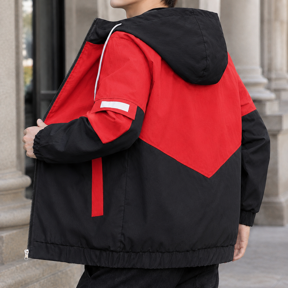 Romain Color Block Jacket - Red