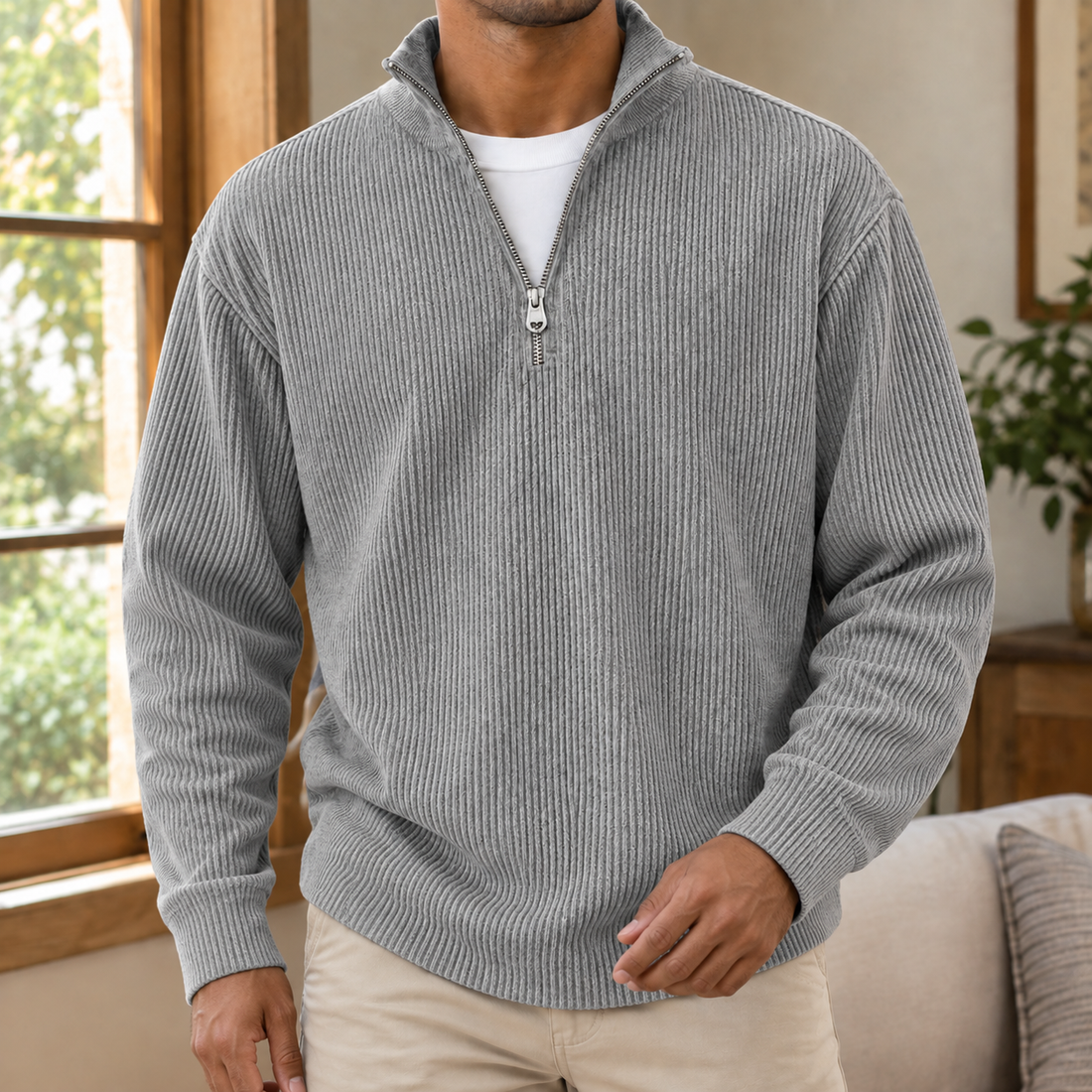 Amaury Quarter Zip Pullover - Gray