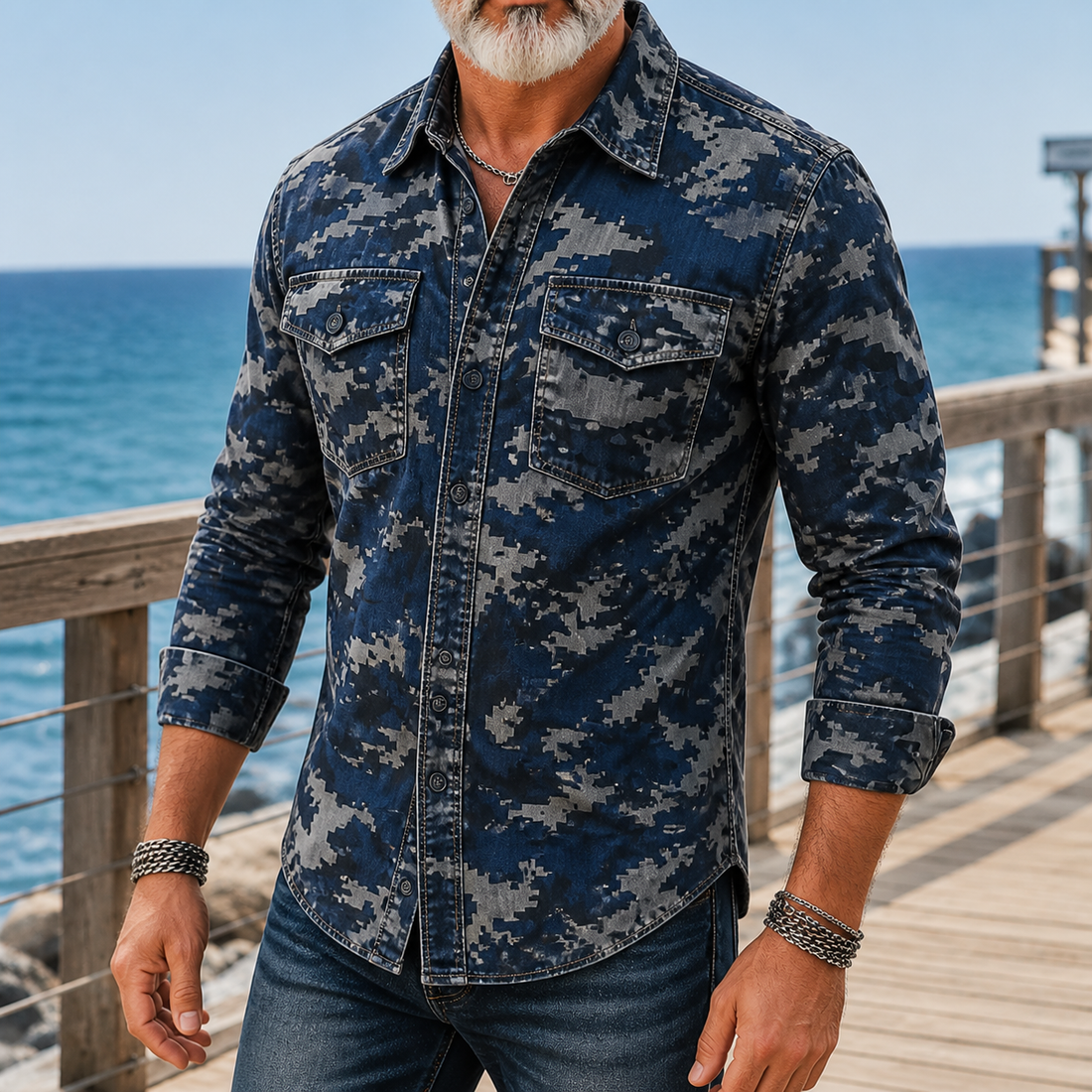 Gideon Camo Shirt - Blue