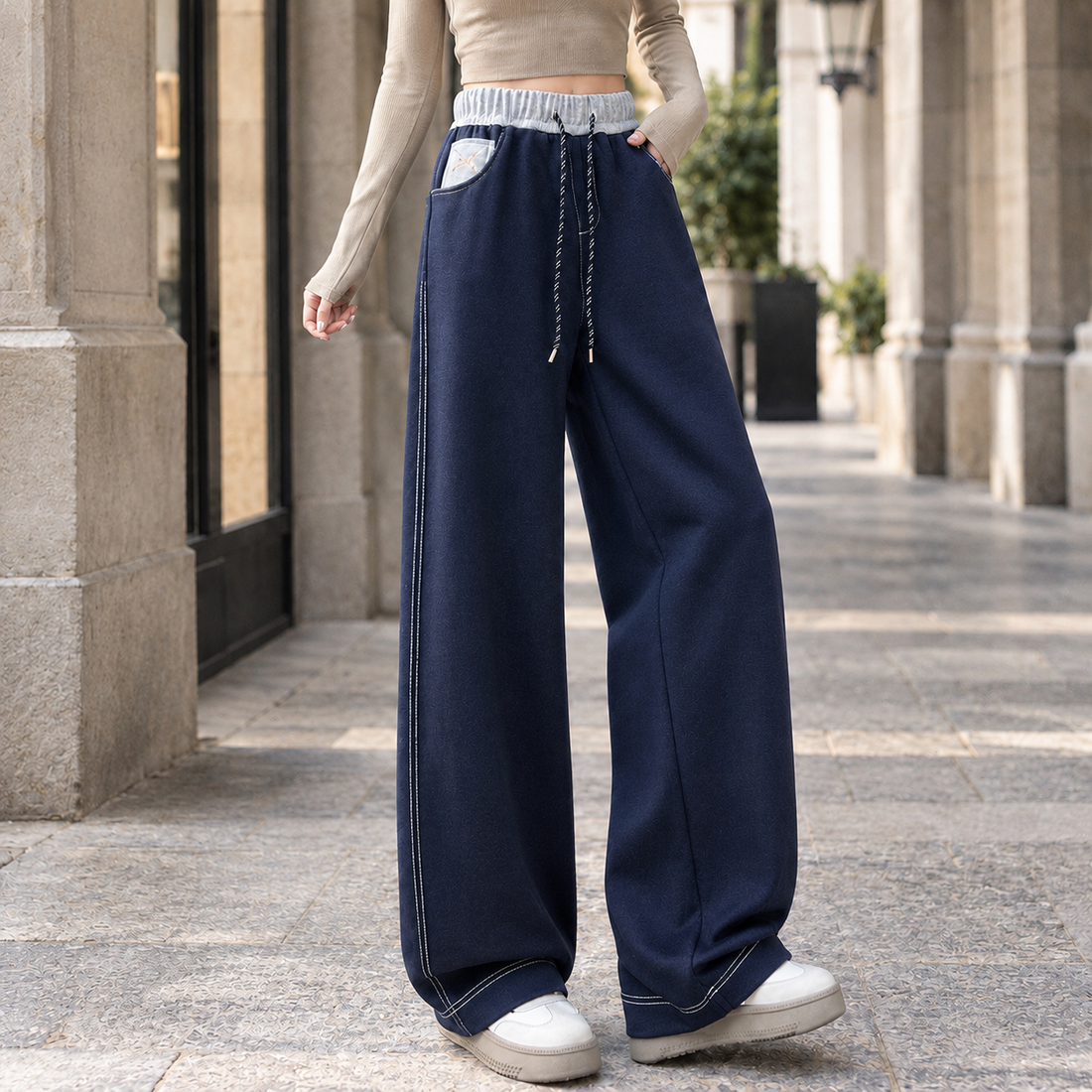Hazel-Jade Wide Leg Pants - Navy Blue - Fit
