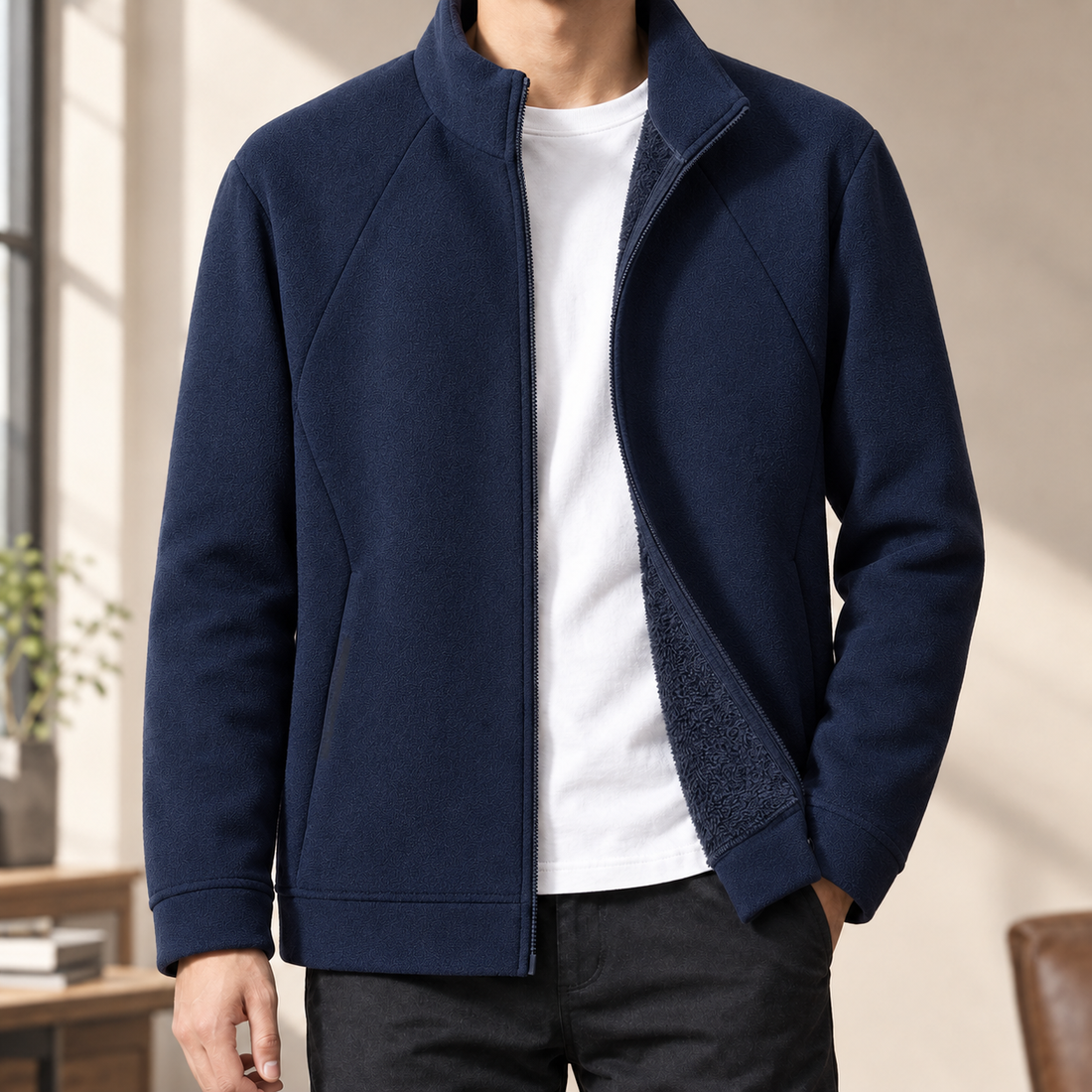 Montague Fleece Zip Jacket - Navy Blue