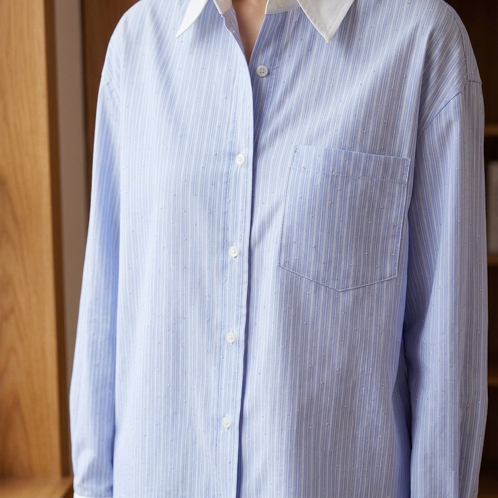 Willa Contrast Collar Shirt - Lead Product Detail