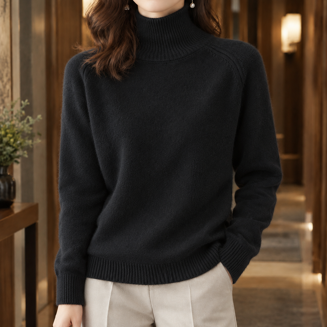 Hildegarde Turtleneck Sweater - Black