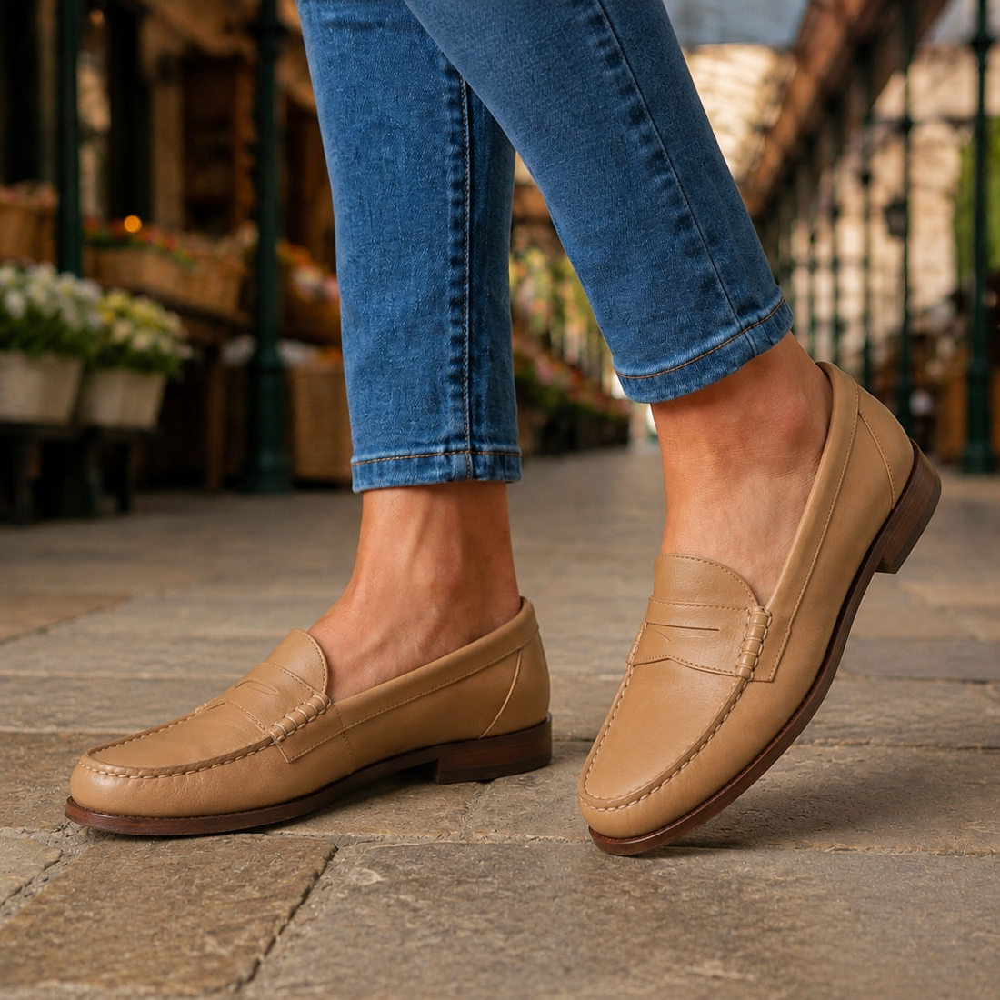 Barletta Leather Loafers - Khaki