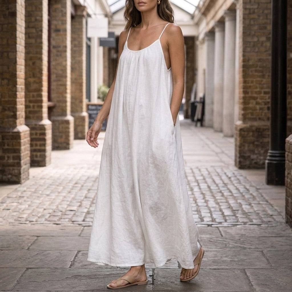 Willa Backless Maxi Dress - Blanc