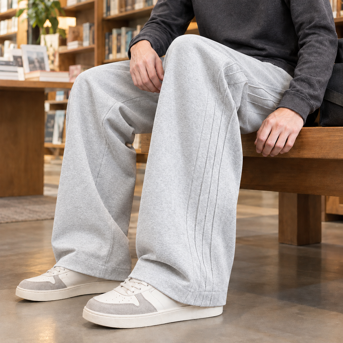 Dylan Wide Leg Pants - Light Gray