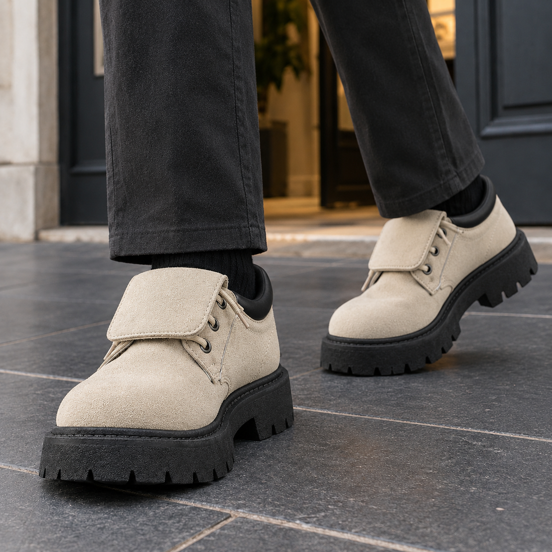 Ostuni Suede Derby Shoes - Beige