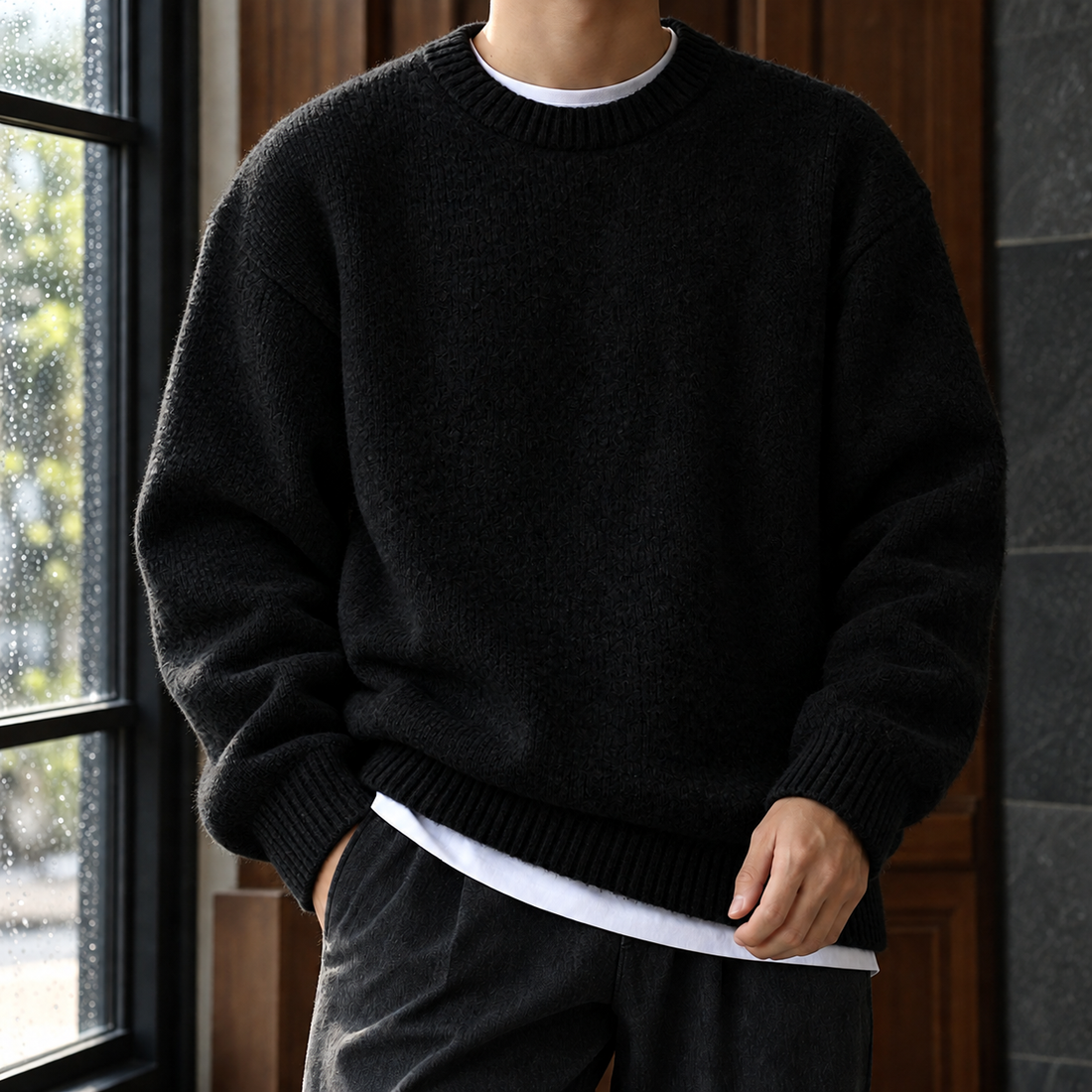 Aaron Textured Sweater - Black