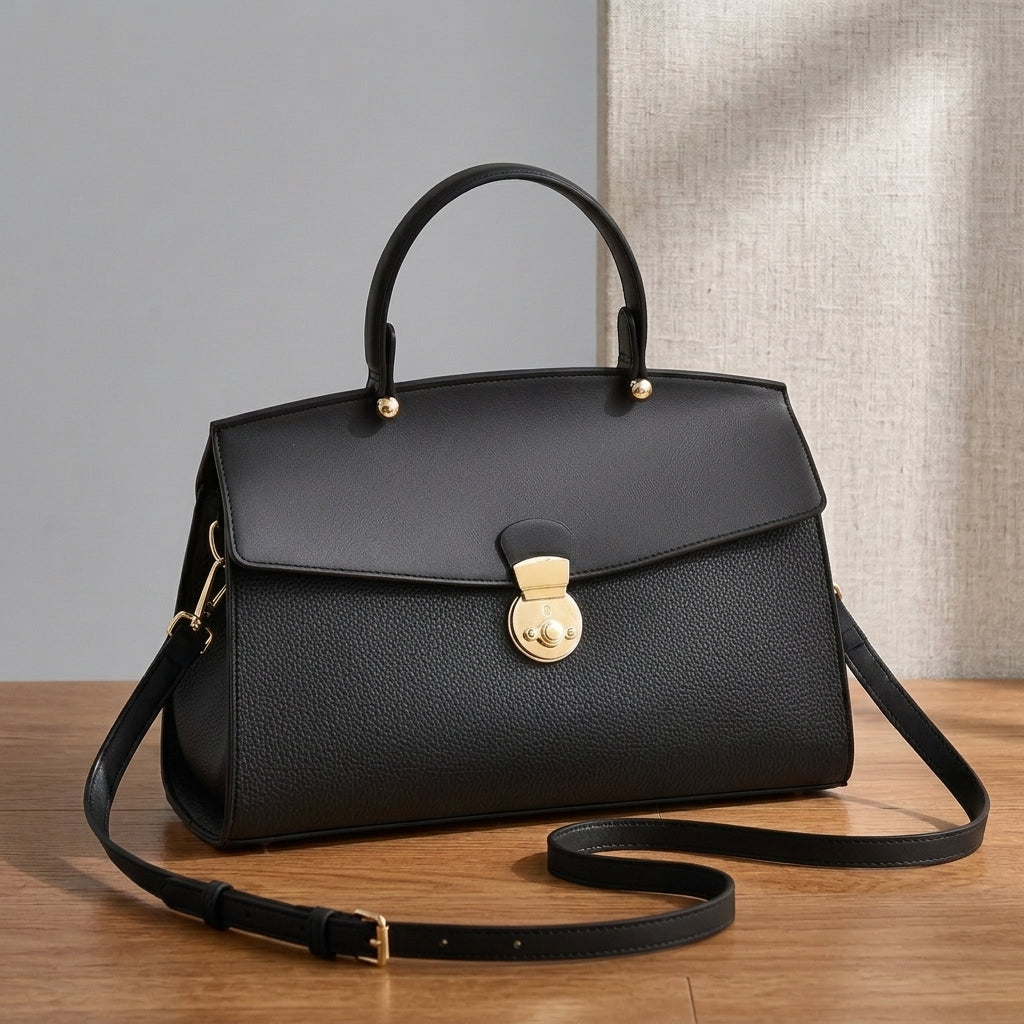Sofia Lock Handbag - Black