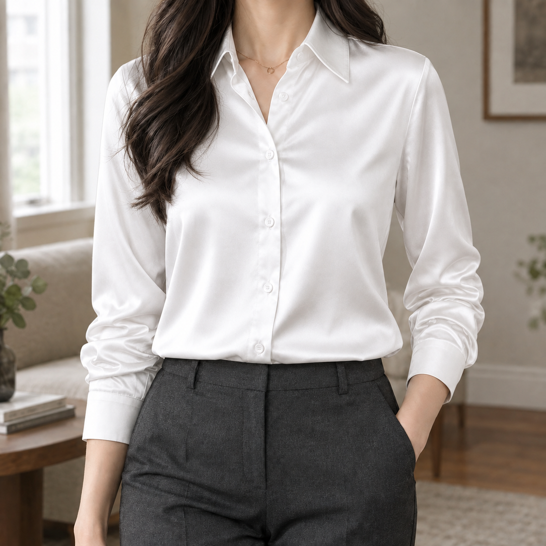 Charlotte-Belle Satin Shirt - White
