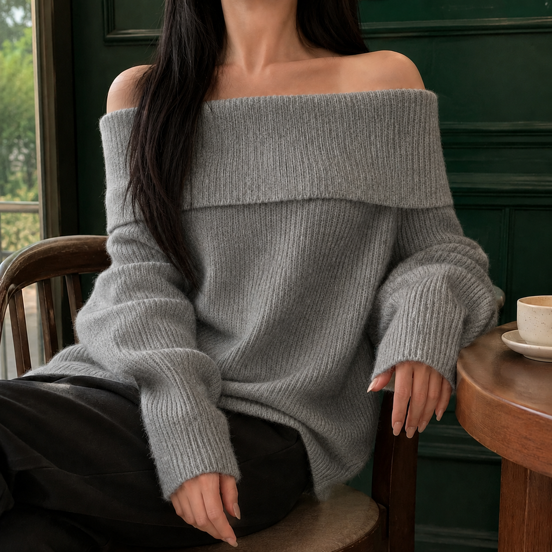 Fernanda Off Shoulder Sweater - Gray