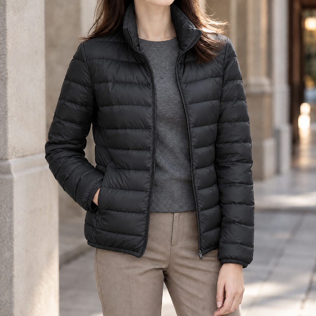 Mabel-Grace Cashmere Puffer Jacket - Black