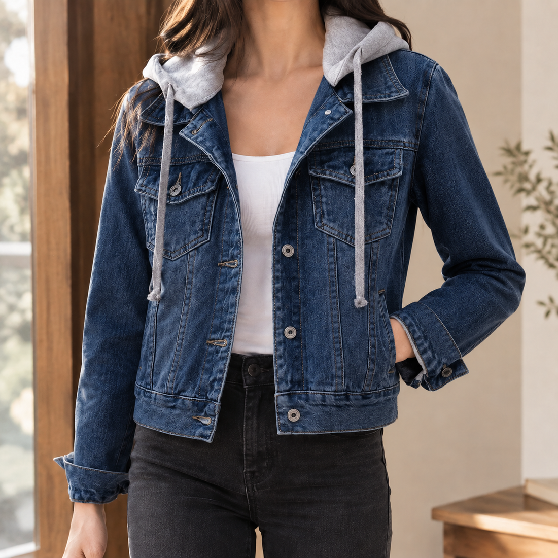 Jocasta Hooded Jacket - Dark Blue
