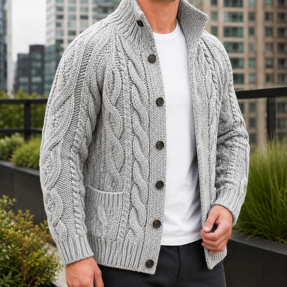 Maximus Cable Knit Sweater - Gray