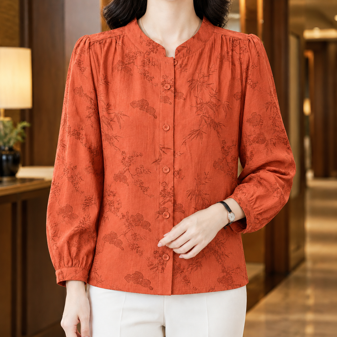 Octavia Mandarin Top - Orange