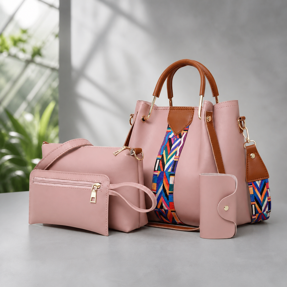 Accardi Four-Piece Handbag Set - Pink