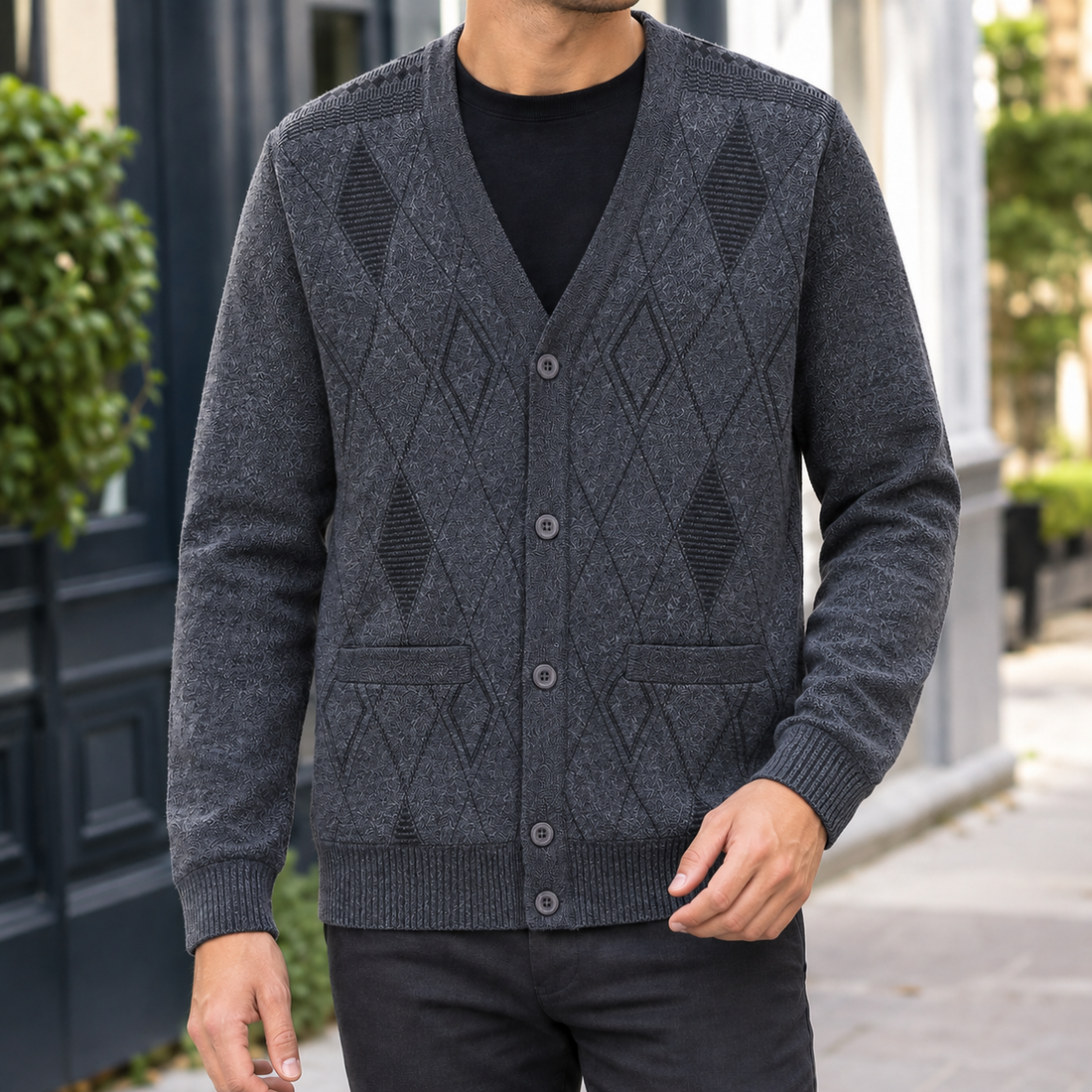 Macaire V-Neck Sweater - Dark Gray