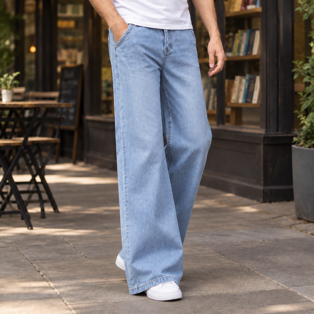 Graham Wide Leg Pants - Sky Blue