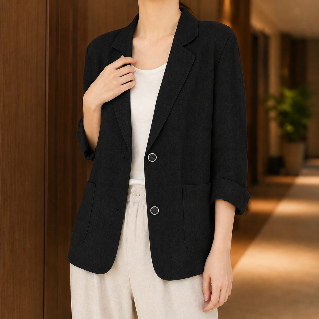 Giselle-Louise Relaxed Blazer - Black