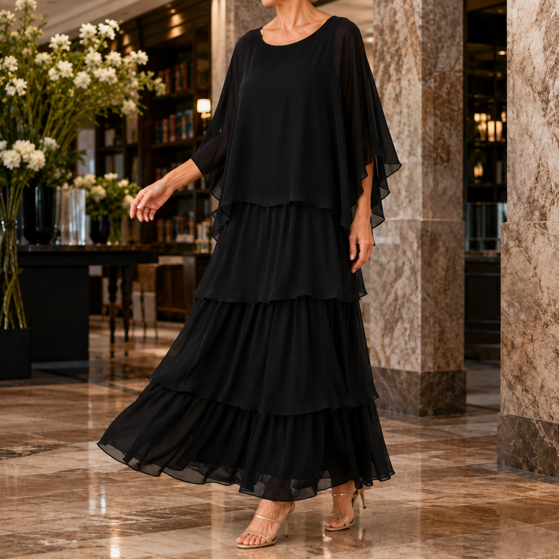 Amelie Tiered Maxi Dress - Black