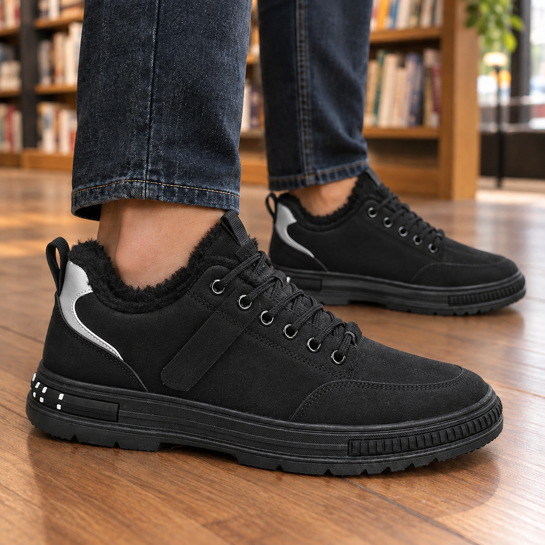 Zamboni Fleece Lined Sneakers - Black