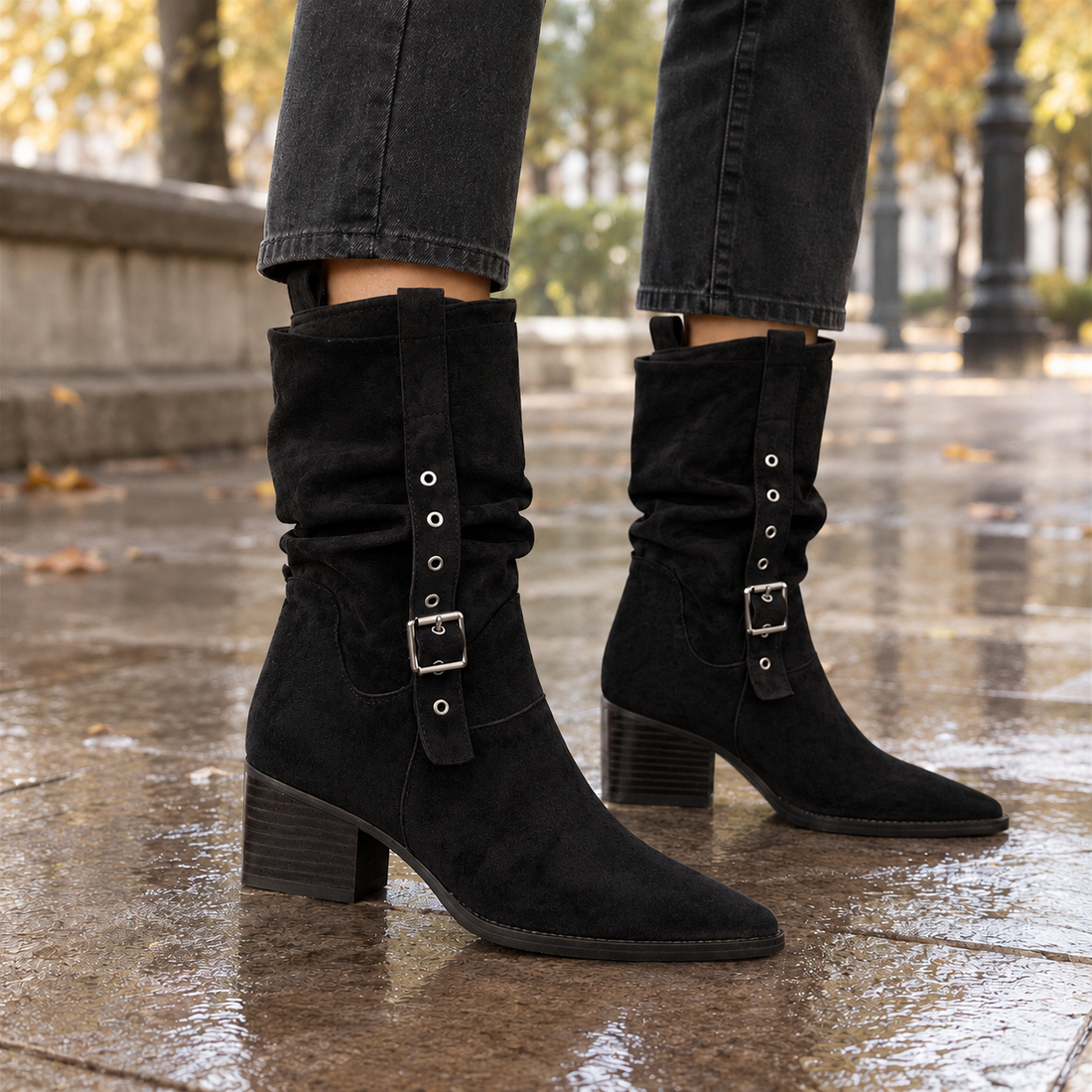 Gallarate Buckled Boots - Black