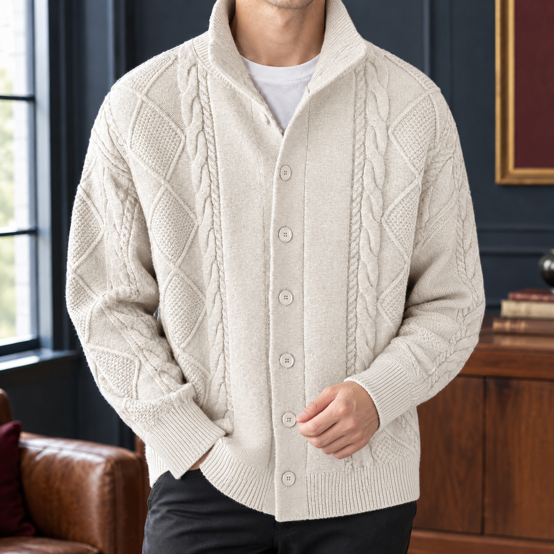 Laurence Cable Knit Cardigan - Cream