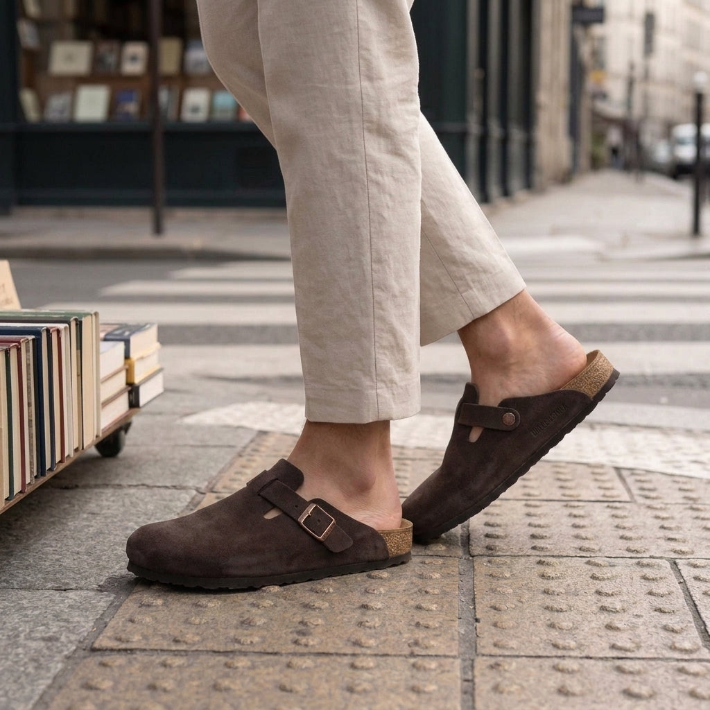 Dario Suede Buckle Mules - Brown