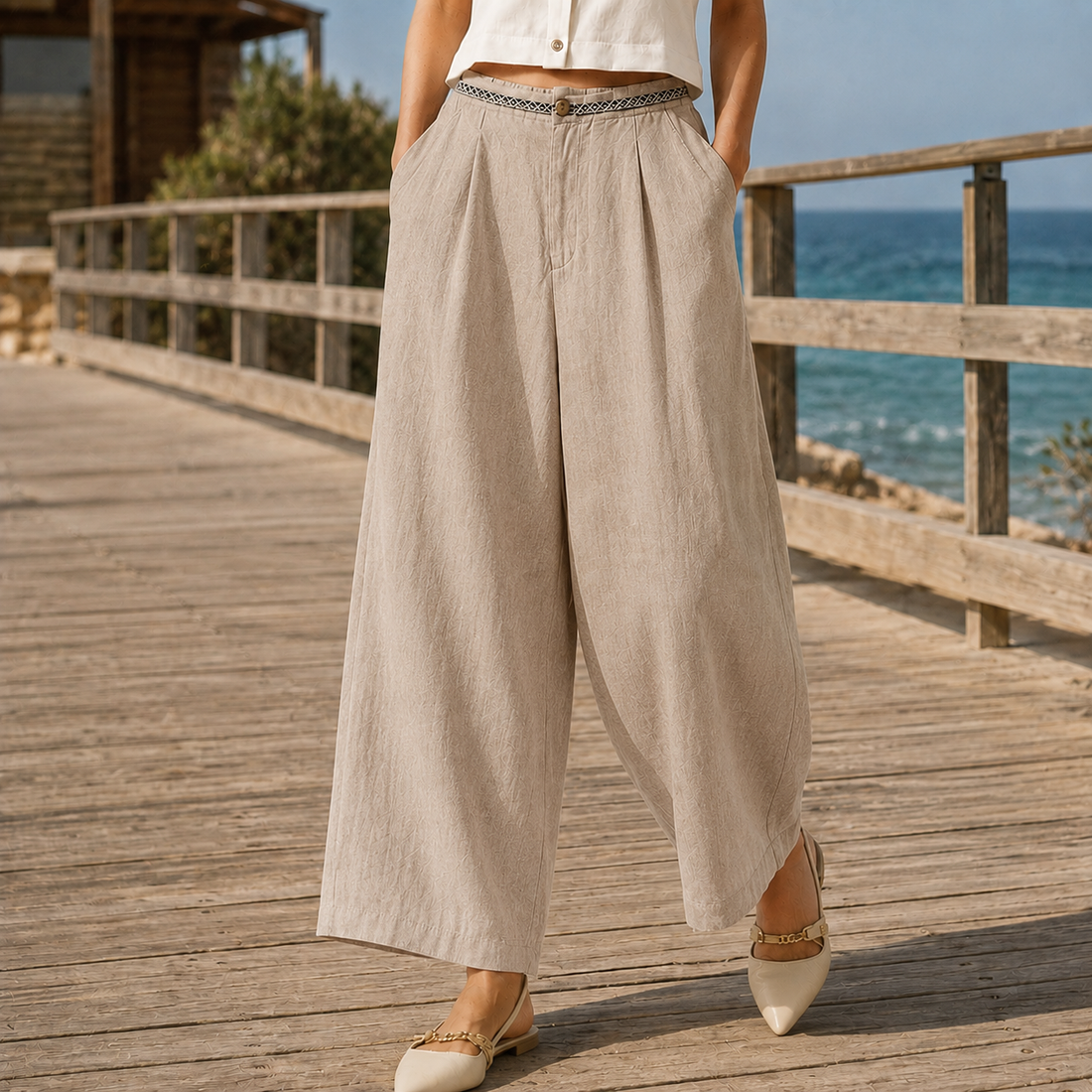 Ingrid Wide Leg Pants - Taupe