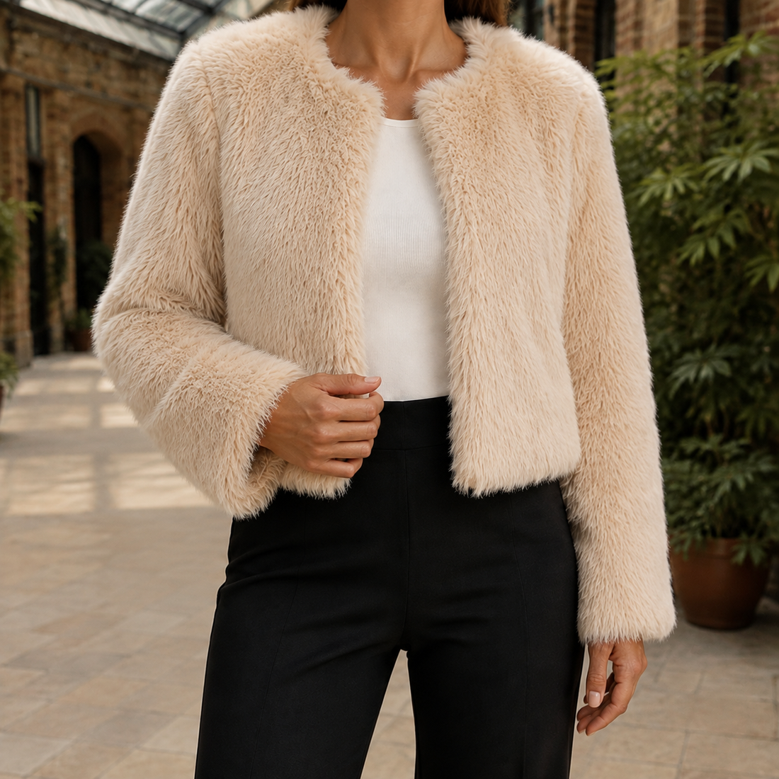 Eva Cropped Jacket - Beige