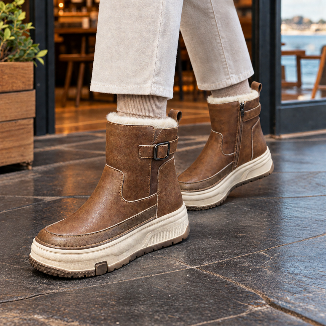 Anguissola Leather Snow Boots - Brown