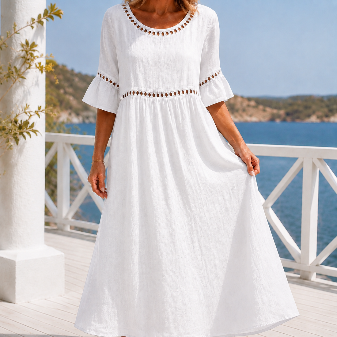 Junia Eyelet Maxi Dress - White