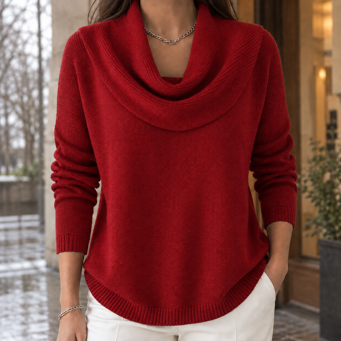 Tiffany-Marie Cowl Sweater - Red