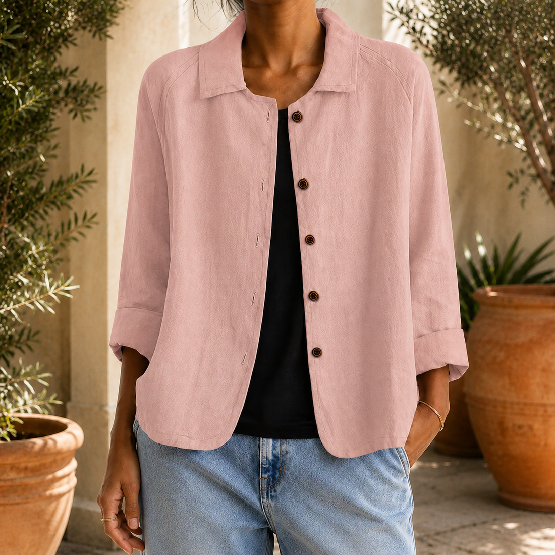 Elowen Collared Jacket - Pink