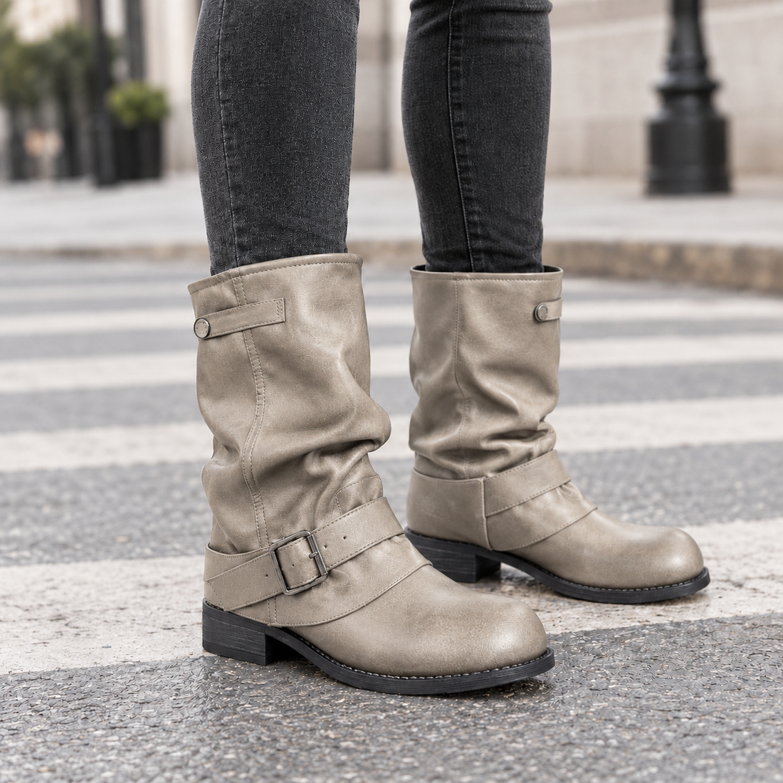 Maranello Buckled Boots - Taupe