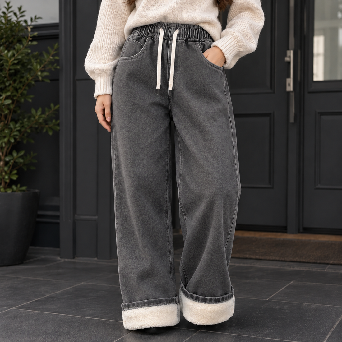 Guinevere-Jane Straight-Leg Pants - Gray ~